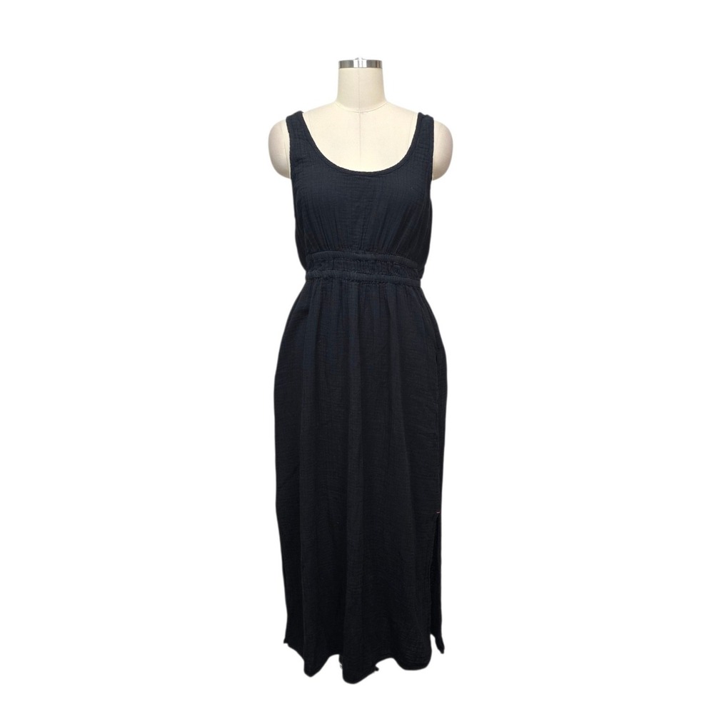 Xirena Black Cotton Gauze Scoop Neck Back Cutout Maxi Dress Women's Size Large